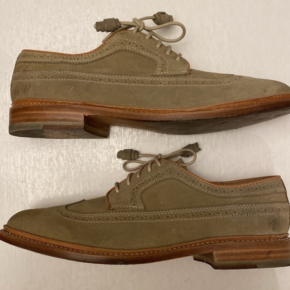 The Frye Co. John A Frye Men\'s Wingtip Tan Suede Leather Shoes Size 9.5 D main image 9